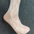 Cheap white floral print tulle socks comfortable dress knee high socks women